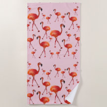 Roze flamingo Beach Towel