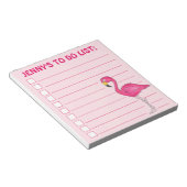 Roze flamingo Beach-vogel die is gepersonaliseerd  Notitieblok (Schuin)
