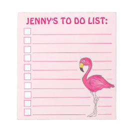 Roze flamingo Beach-vogel die is gepersonaliseerd  Notitieblok