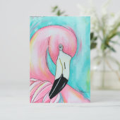 Roze flamingo bedankkaart (Staand voorkant)