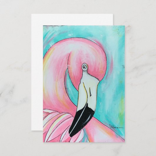 Roze flamingo bedankkaart (Voorkant / Achterkant)
