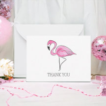 Roze Flamingo Bedankkaartjes