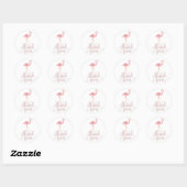roze flamingo bedankt ronde sticker (Vel)