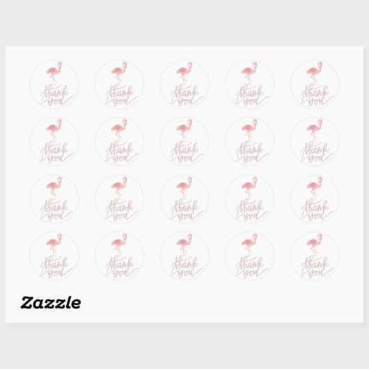 roze flamingo bedankt ronde sticker (Vel)
