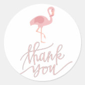 roze flamingo bedankt ronde sticker (Voorkant)