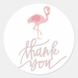 roze flamingo bedankt ronde sticker