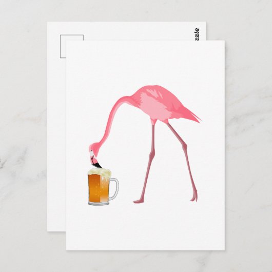 Roze Flamingo Beer Lover Briefkaart (Voorkant / Achterkant)