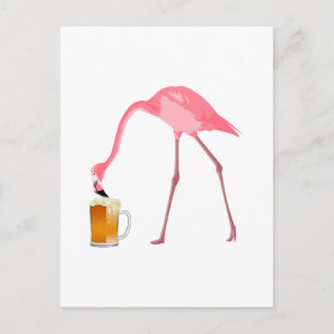 Roze Flamingo Beer Lover Briefkaart