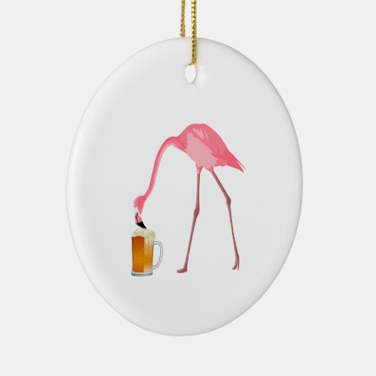 Roze Flamingo Beer Lover Keramisch Ornament (Rechts)