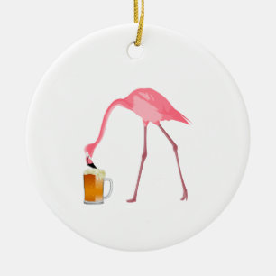 Roze Flamingo Beer Lover Keramisch Ornament