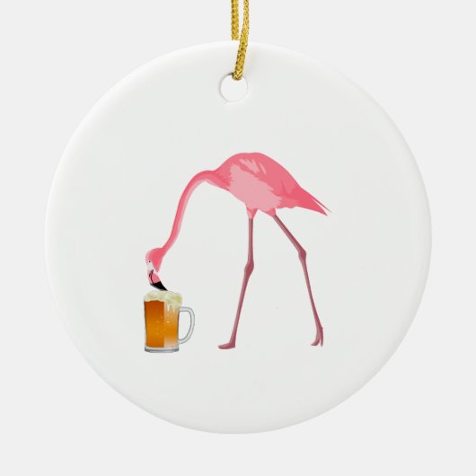 Roze Flamingo Beer Lover Keramisch Ornament (Voorkant)