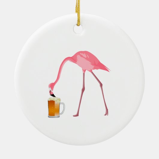 Roze Flamingo Beer Lover Keramisch Ornament (Achterkant)