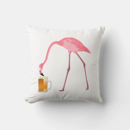 Roze Flamingo Beer Lover Kussen (Voorkant)