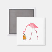 Roze Flamingo Beer Lover Magneet (Voorkant / Achterkant)