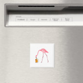 Roze Flamingo Beer Lover Magneet (Insitu (Vaatwasser))