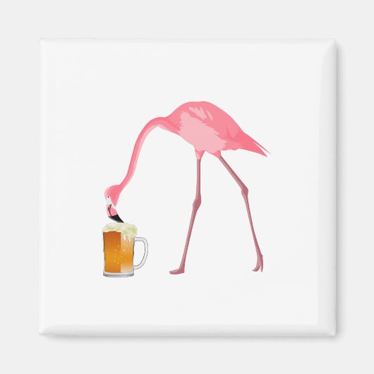 Roze Flamingo Beer Lover Magneet (Voorkant)