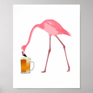 Roze Flamingo Beer Lover Poster