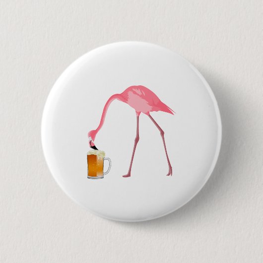 Roze Flamingo Beer Lover Ronde Button 5,7 Cm (Voorkant)