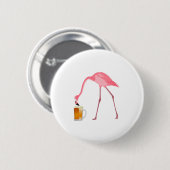 Roze Flamingo Beer Lover Ronde Button 5,7 Cm (Voorkant /achterkant)