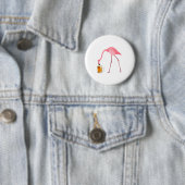 Roze Flamingo Beer Lover Ronde Button 5,7 Cm (In situ)