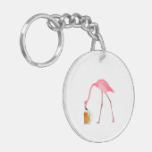Roze Flamingo Beer Lover Sleutelhanger (Voorkant Links)