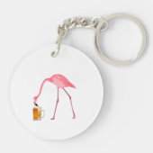 Roze Flamingo Beer Lover Sleutelhanger (Achterkant)
