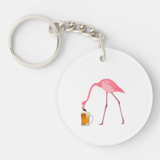 Roze Flamingo Beer Lover Sleutelhanger (Voorkant)