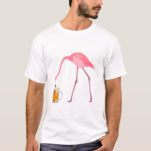 Roze Flamingo Beer Lover T-shirt (Voorkant)
