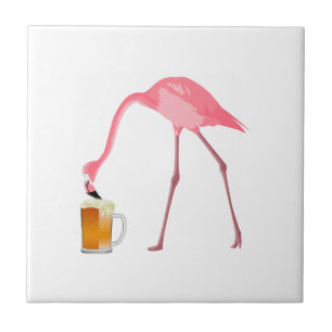 Roze Flamingo Beer Lover Tegeltje