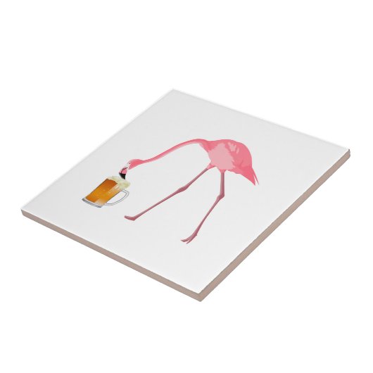 Roze Flamingo Beer Lover Tegeltje (Zijkant)