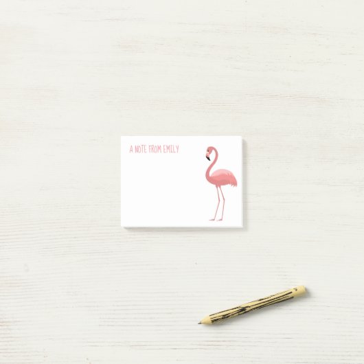 Roze Flamingo Bericht Van Post-it® Notes (Op bureau)