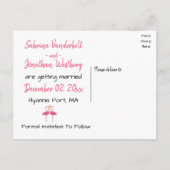 Roze Flamingo Bewaar de datum Verloving bruiloft Aankondigingskaart (Achterkant)