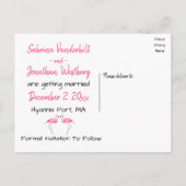 Roze Flamingo Bewaar de datum Verloving bruiloft Aankondigingskaart (Achterkant)