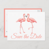 Roze Flamingo Bewaar de datum Verloving bruiloft Aankondigingskaart (Voorkant / Achterkant)