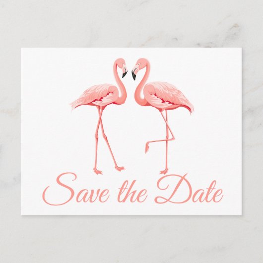 Roze Flamingo Bewaar de datum Verloving bruiloft Aankondigingskaart (Voorkant)