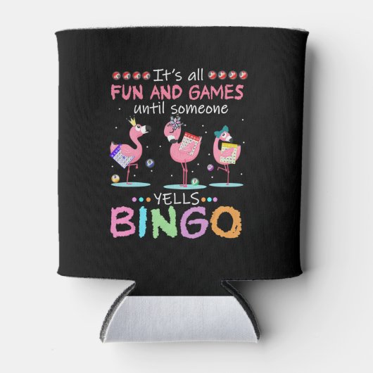 Roze Flamingo Bingo Funny Gift Art Blikjeskoeler (Voorkant)