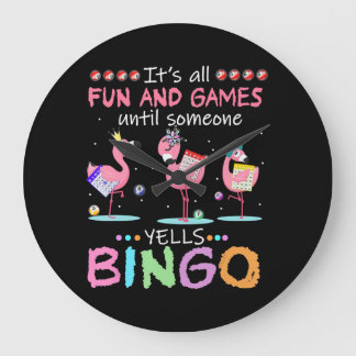 Roze Flamingo Bingo Funny Gift Art Grote Klok