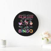Roze Flamingo Bingo Funny Gift Art Grote Klok (Huis)