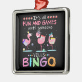 Roze Flamingo Bingo Funny Gift Art Metalen Ornament (Links)
