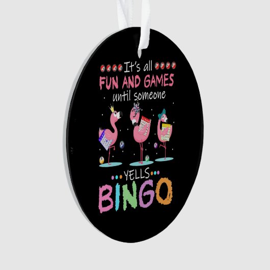 Roze Flamingo Bingo Funny Gift Art Ornament (voorkant)