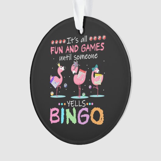 Roze Flamingo Bingo Funny Gift Art Ornament (voorkant)