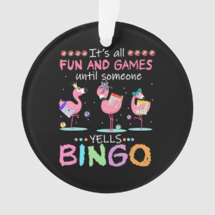 Roze Flamingo Bingo Funny Gift Art Ornament