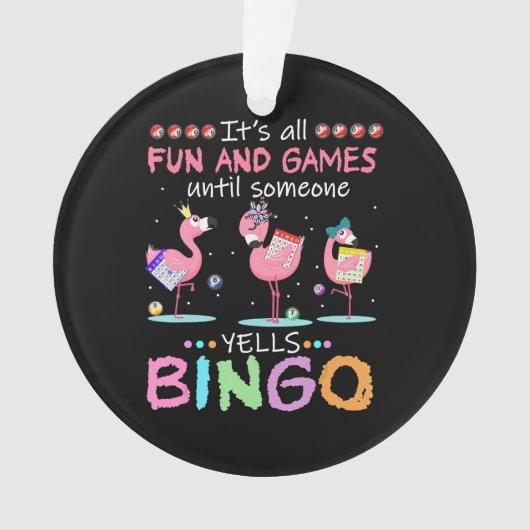 Roze Flamingo Bingo Funny Gift Art Ornament (voorkant)