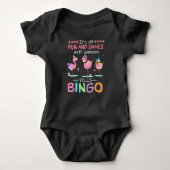 Roze Flamingo Bingo Funny Gift Art Romper (Voorkant)