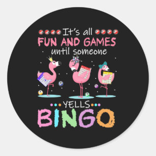 Roze Flamingo Bingo Funny Gift Art Ronde Sticker