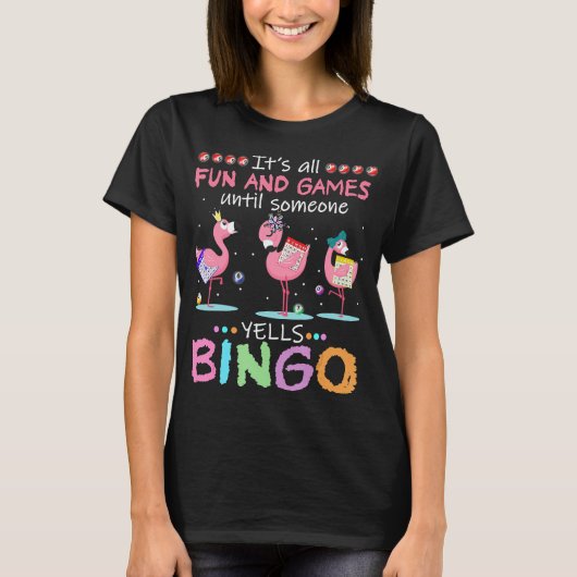 Roze Flamingo Bingo Funny Gift Art T-shirt (Voorkant)
