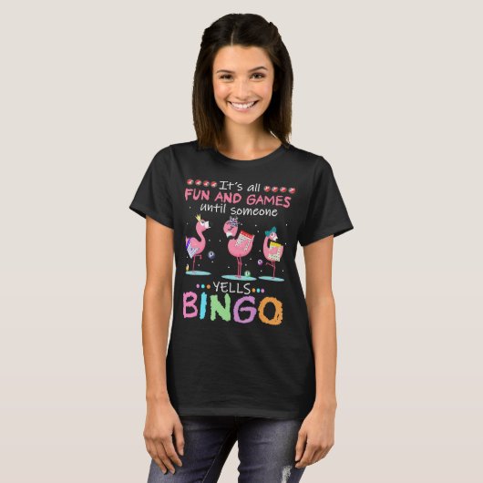Roze Flamingo Bingo Funny Gift Art T-shirt (Voorkant volledig)