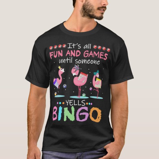 Roze Flamingo Bingo Funny Gift Art T-shirt (Voorkant)