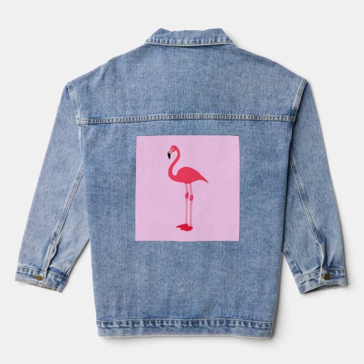 Roze Flamingo Bird-64305 Denim Jacket (Achterkant)