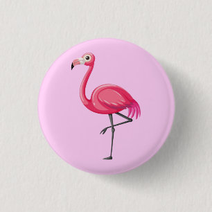 Roze Flamingo Bird-89686 Ronde Button 3,2 Cm